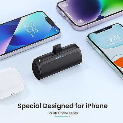 Small Portable Charger for iPhone, 5000mAh Mini Power Bank with Built-in  Cable/Metal Stand, Cute Battery Pack Compatible with iPhone 14/14 Plus/Pro