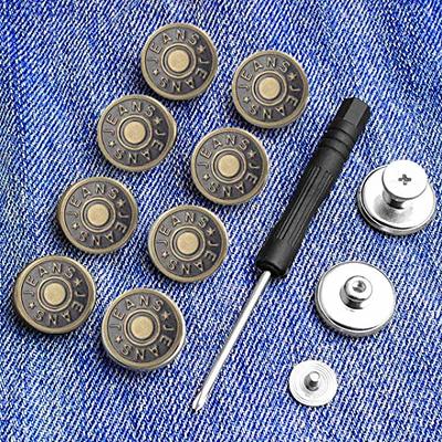 8 Sets Replacement Jean Buttons,No Sew Removable Metal Button for