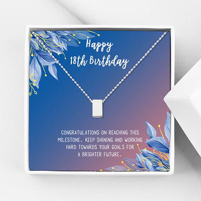 Anavia Happy Anniversary Gift Necklace,Wedding Anniversary Gift for Wife,Express Love Card Jewelry Gift-[Silver Cube, Blue-Purple Gift Card], Women's