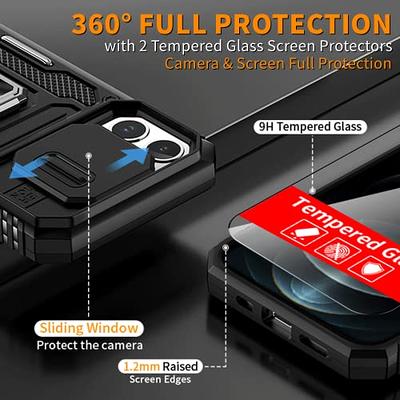 Goton for iPhone 15 Pro Max Case with Slide Camera Cover & 360