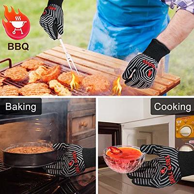 Alselo Silicone Oven Mitts Heat Resistant 550 Degree Extra Long Kitchen Gloves Pot Holders with Waterproof and Non-silp for Baking Cooking Barbecue