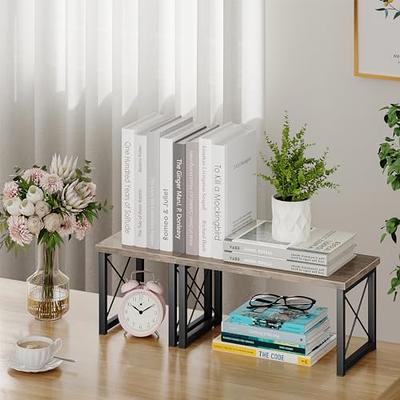 Double Layer Adjustable Wooden Bookshelf Stationery Organizer