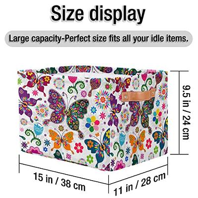 Fabric Organizer Baskets with Handles Large Canvas Organizer 15 X 10 X  9.5 Foldable Tall Baskets Rectangular Gift Basket Decorative Organizer Bins  for Closet, Home 