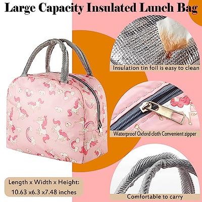Dandat Unicorn Lunch Box Set, Pink Bento lunch box, Insulated Lunch Bag,  Unicorn Water Bottle, Stickers
