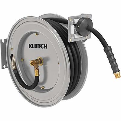 Klutch Auto Rewind Air Hose Reel - with 1/2in. x 50ft. Rubber Hose