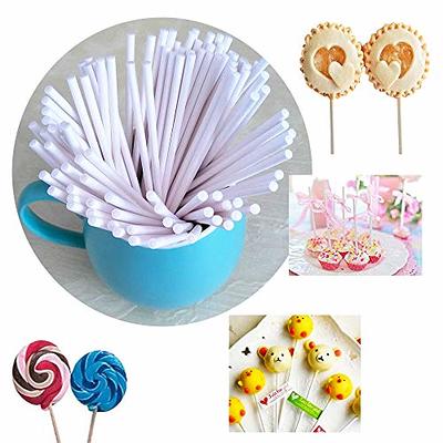 Webake 400pcs White 4 Inch Paper Rock Candy Lollipop Stick