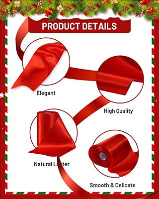 TONIFUL 4 Inch x 22Yards Wide Red Satin Ribbon Solid Fabric Large Ribbon  for Cutting Ceremony