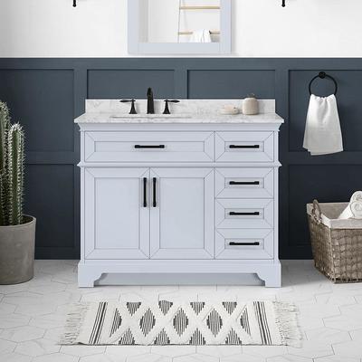 Home Decorators Collection Merryfield 43 in. W x 22 in. D x 35 in. H Single  Sink Freestanding Bath Vanity in White with Carrara Marble Top  19112-VS43-WT - The Home Depot