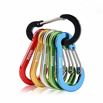 (6 Pack) Aluminum Multi-Color Carabiner Spring Clip Keychain Black Small