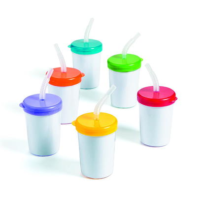 7 oz. Kids' Turkey Reusable BPA-Free Plastic Cups with Lids & Straws - 12  Ct.