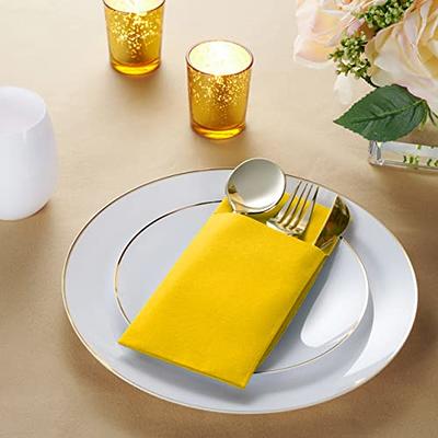 Yellow Paper Napkins | Linen Feel Guest Disposable Cloth Like Dinner  Napkins | Hand Towels | Soft, Absorbent, Paper Hand Napkins for Kitchen