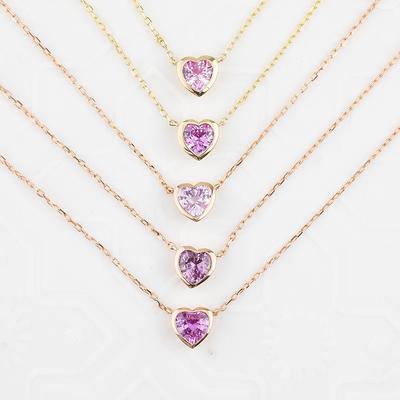 Pink Sapphire Pendant Pink Sapphire Necklace Heart Shape 