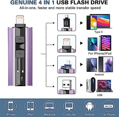 1TB 512GB USB 3.0 Flash Drive Memory Stick Type C 4in1 For iPhone