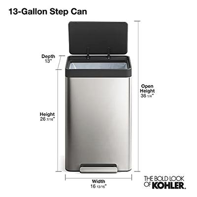 Kohler 6-Liter Step Trash Can, 31319 Stainless Steel + White