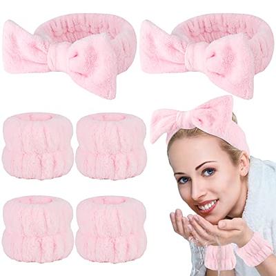 Spa Headband and Silicone Face Brush - Pink Skincare Headband with