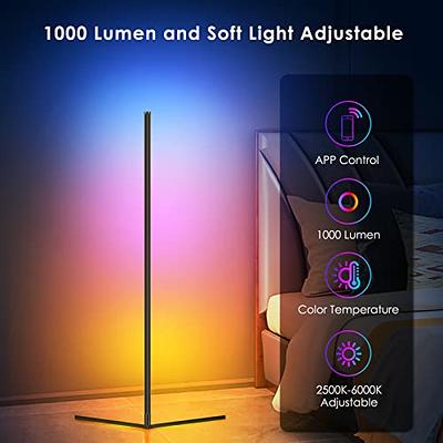 Corner Floor Lamp,65” Color Changing LED Floor Lamp with Music Sync,Modern  Mood Lighting Corner Lamp with Remote & App Control, Creative DIY Mode 