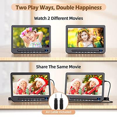 10.5 Dual Portable DVD Player, Arafuna Rechargable Car DVD Player Dual  Screen Play A Same or Two 
