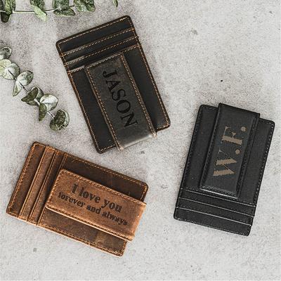 Personalized name monogram Mens Wallet Leather Groomsmen husband  Valentine's father's day boyfriend gifts Mens Wallets