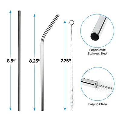 Stainless Steel Straws With Silicone Tips & Cleaning Brush 4 Pcs