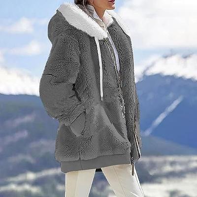 Winter Coats for Women Plus Size Fashion 2023 Warm Sherpa Fleece Lined  Jackets Jackets Hooded Parka Faux Suede Pea Coat