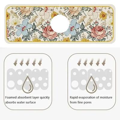 Fantasy Style Faucet Draining Mat, Vintage Soft Diatom Mud Non-Slip Drain Pad  Quick Dry Mat, Faucet Splash Catcher Mat Countertop Absorbent Sink  Protectors for Kitchen Bathroom,A 