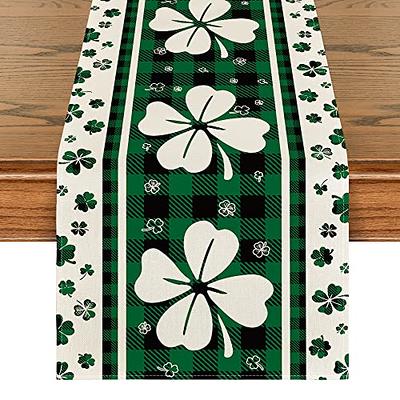 St Patricks Day Table Runner Green Spring St Patricks Table Decor Buffalo  Plaid Shamrock Irish Decorations 13x72inch