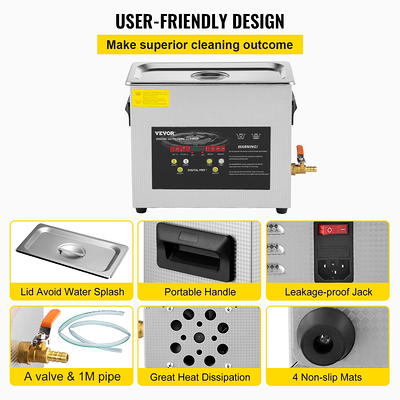 VEVORbrand Ultrasonic Cleaner, 3L 40kHz, with Digital Timer & Heater,  Professional Stainless Steel Ultrasonic Jewelry Cleaner for Glasses Watch  Rings