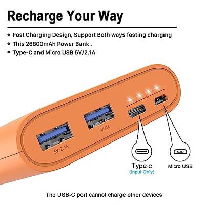 26800mAh Portable Charger Power Bank, Dual USB w/USB-C Fast Charging  Battery Pack Charger for iPhone 14 11 12 13 pro max, iPad,Airpods,Samsung  S22 S23 Ultra, Google Pixel 6,LC Android Phone-Orange - Yahoo