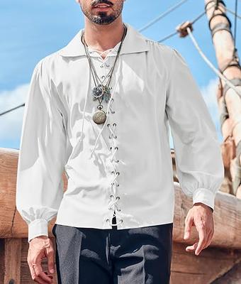 Bbalizko Mens Medieval Pirate Shirt Renaissance Gothic Viking Steampunk  Retro Lace Up Blouse Halloween Costume Tops Beige - Yahoo Shopping