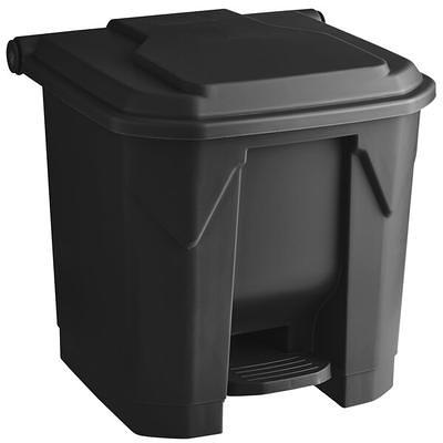 Lavex 16 Gallon Black Slim Rectangular Trash Can with Flat Lid