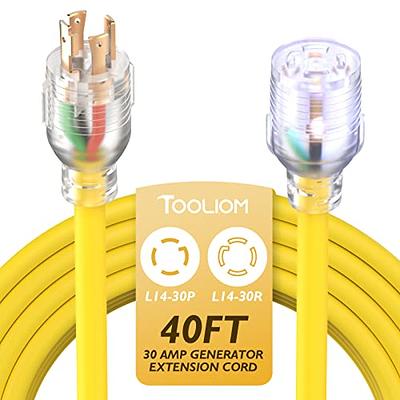  Yodotek 40FT Heavy Duty Generator Locking Power Cord NEMA  L14-30P/L14-30R,4 Prong 10 Gauge SJTW Cable, 125/250V 30Amp 7500 Watts  Yellow Generator Lock Extension Cord with UL Listed : Patio, Lawn 