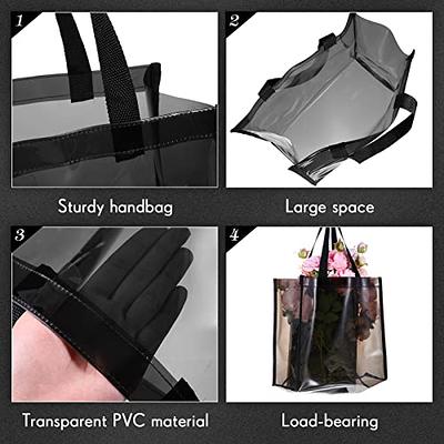 Stadium Approved Clear Tote Handbag with Handles, Large Plastic Bag with Zipper for Concerts (11x4x7 in)