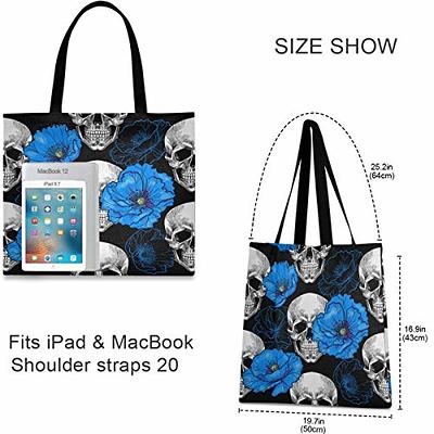 Fashionable Skull Printed Canvas Shopping Bag, Versatile