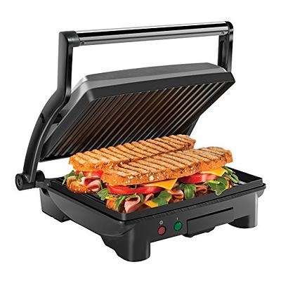 HOMCOM 4 Slice Panini Press Grill, Stainless Steel Sandwich Maker with Non-Stick