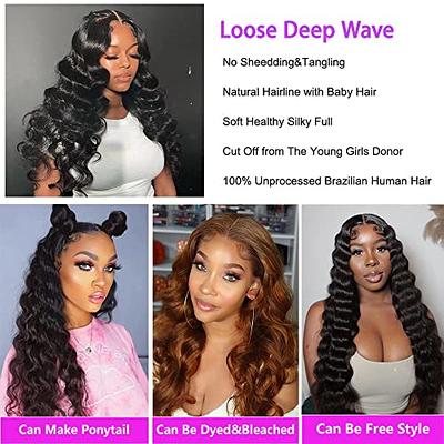  Human Hair Weave Loose Deep Wave Bundles Brazilian Virgin Remy  Hair Loose Deep Wave 3 Bundles Human Hair Bundles Weave Hair Human Bundles  Natural Color Human Hair Extension ( Length 