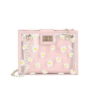 SDNCYE Women 2Pcs Daisy Clear Crossbody Purse Bag Stadium Approved Clear  Tote Bag for Work Concert Sports-Pink - Yahoo Shopping