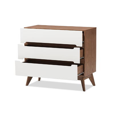 Baxton Studio Calypso Mid Century Modern White and Walnut Wood 3