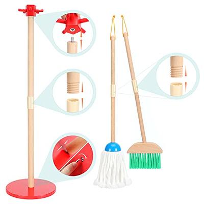 WHOHOLL Kid Cleaning Set, Wooden Toddler Broom Set for Housekeeping, 9 Pcs  Kids Broom and Mop