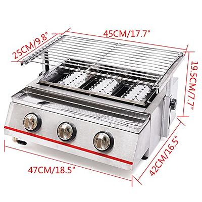 TBVECHI Portable LPG Gas Grill 3 Burner BBQ Tabletop Griddle BBQ