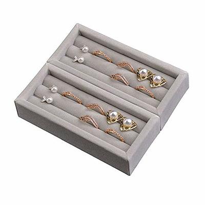 DesignSter Small Jewelry Tray, 2PCS Ring Organizer, Velvet Jewelry Display  Tray, Stackable Jewelry Organizer Trays, Jewelry Drawer Organizer Inserts  For Dresser, Jewelry Box (Gray) - Yahoo Shopping