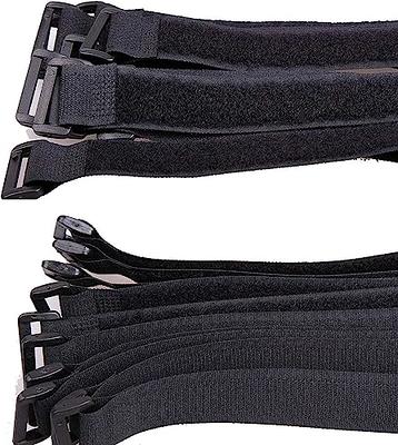 Elantek 25 Pcs Hook and Loop Reusable Fastening Cable Tie Down Straps- 0.8 inch x 8 inch-Black