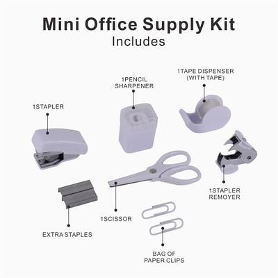 LD Products Blue Mini Office Supply Kit Portable Case with Scissors, Paper  Clips, Tape Dispenser, Pencil Sharpener, Stapler & Staple Remover