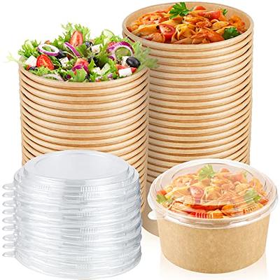 25oz Paper Bowls, 50 Pack Paper Food Containers with Lids ,Disposable Soup Bowls Bulk Plastic Free Party Supplies for Hot/Cold Food, Soup, Ice Cream