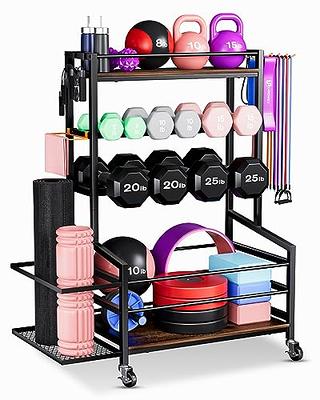 EYOCAL Weight Rack for Dumbbells, Home Gym Storage Rack for Yoga Mat  Kettlebells, Workout Strength Training Equipment Stand with Hooks and shoes  bench Black - Yahoo Shopping