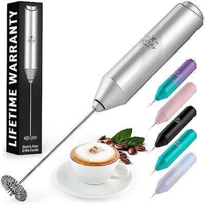 Milk Frother Handheld, Battery Operated Travel Coffee Frother Milk Foamer  Drink Mixer with 2 Stainless Steel Whisks for Hot Chocolate, Batteries  Included, Silver - Yahoo Shopping