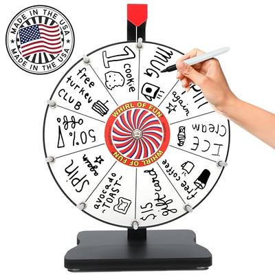  GSOW 16 Inch Prize Wheel Tripod, 12 Slots Gradient Color Spinning  Wheel with Tray, Editable Raffle Wheel Spinner with 2 Dry Erase Markers &  Eraser for Fortune Wheel Carnival Spin Games