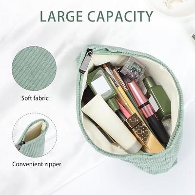 SOIDRAM Large Capacity Travel Cosmetic Bag Makeup Bag Checkered Leather  Makeup Bag Organizer Women Portable Toiletry Bag Flat Lay Everything  Cosmetic