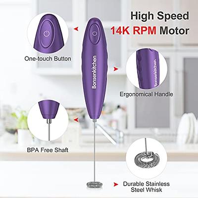 Mini Handle Stirrer Egg Coffee Milk Drink Electric Whisk Mixer Frother Foamer, Purple