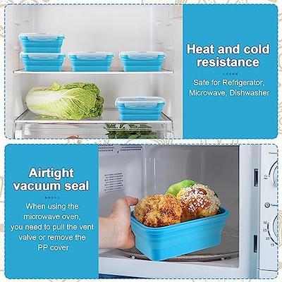 Collapsible Food Storage Containers with Airtight Lid & Air Vent, 40.5 oz,  Kitchen Stacking Silicone Collapsible Meal Prep Container Set for Leftover