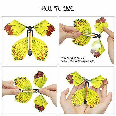 LEAMEERY 5 PCS Magic Wind Up Flying Butterfly Surprise Box, Explosion Box  in The Book Rubber Band Powered Magic Fairy Flying Toy, for Mom, Birthday